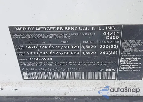 2011 Mercedes-Benz Gl-Class Gl 450 z USA, uszkodzony, nr VIN 4JGBF7BE5BA724204